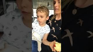 Ana Hickmann se diverte com o filho em aeroporto