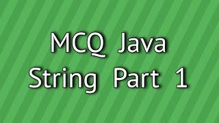 MCQ Java String Part 1