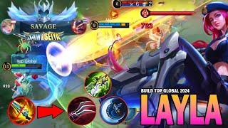 INSPIRE DAMAGE BUILD & EMBLEM 2024!! Layla Savage Game Play - (Must Try This Build) ~ MLBB