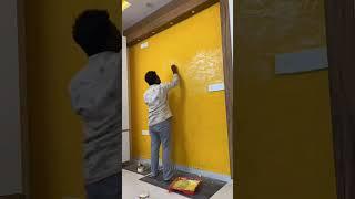 Texture Painting design on wall | #shorts