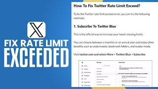 How To Fix Rate Limit Exceeded On X (Twitter) Easy Tutorial