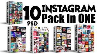 10 Instagram Templates Pack Bundle Download In PSD Files |English| |Photoshop Tutorial|