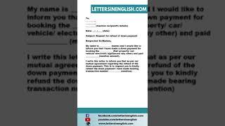 Withdrawal Letter for Refund of Down Payment -  Letter of Request for Withdrawal of Down Payment