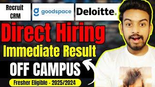 Recruit CRM, UBS, Deloitte Direct Hiring | OFF Campus Drive For 2025, 2024 Batch Fresher |