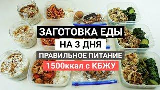 ЗАГОТОВКА ЕДЫ НА 3 ДНЯ | Рацион на 1500 кал с бжу для похудения |  Правильное питание MEAL PREP