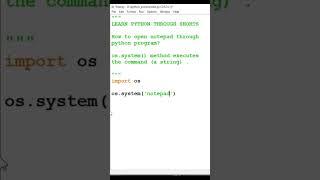 Python program to open notepad #shorts #pythonprogramtoopennotepad #pythonosmodule #pythoncoding