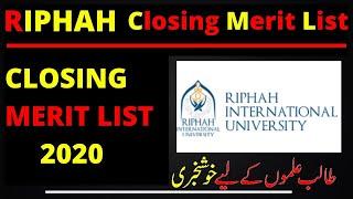 Closing merit list of RIPHAH University - 2020