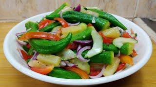 A VERY HEALTHY AND DELICIOUS OKRA SALAD! WITH SIMPLE INGREDIENTS AT MADALING GAWIN!