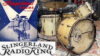 40's 1 Owner Slingerland Radio King Vintage Drum Set 13,16,24. 14 Solid Shell Single Ply Snare Drum