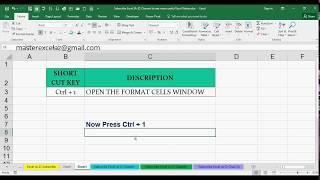 Ctrl + 1 Shortcut Key with Example in MS Excel Spreadsheet 2016