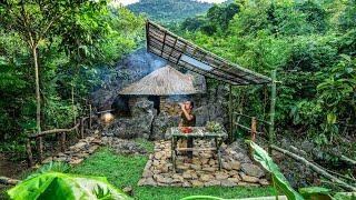 100 Days Build Bamboo House With A Grass Roof To Avoid Heavy Rain And Swimming Pool