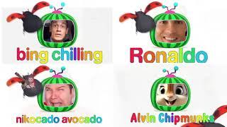 Cocomelon Intro Meme Comparision Bing Chilling, Ronaldo, Nikocado Avocado, Chipmukh