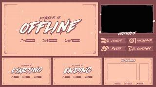 Lo-fi Stream Overlay Pack for Streamers || Clean Twitch Overlay Pack Template