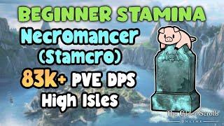 ESO Beginner Stamina Necromancer (StamCro) 83k+ PVE DPS High Isle DLC