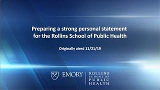 Preparing a Strong Personal Statement for the Rollins School of Public Health