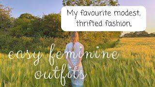 Easy feminine outfits to try | modest thrifted fashion