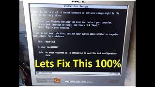 How to fix Error Windows failed to start, Missing boot configuration data 100% Fix it