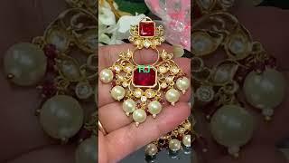 Gold plated Kundan fusion earrings