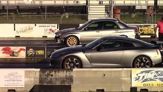 Nissan R35 GTR vs Subaru WRX STI 1/4 Mile Drag Race