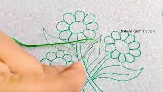 Bordado Fantasia: Fancy flower hand embroidery tutorial | Colourful flora design stitching tutorial