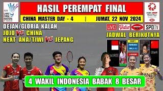 Hasil 8 Besar China Master 2024 Hari Ini ~ DEJAN/GLORIA Kalah ~ 4 Wakil Indonesia Babak 8 Besar