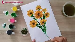 How to Use Haldi | Sunflower Drawing with Aachi Haldi Powder | MANA'S ARTISTIC CREATION