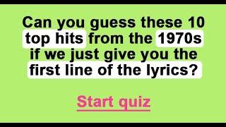 1970s Top Hits Lyrics Quiz