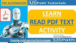 UiPath Tutorial || Day 57 : Read PDF Text Activity || PDF Automation Activities