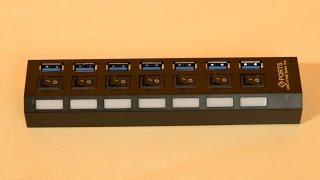 USB 3.0 Hub mit 7 Ports und Ein- / Aus-Schalter