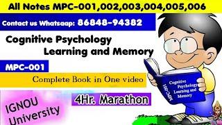 Cognitive Psychology Learning And Memory MPC-001 Complete Book one Video Exam Notes IGNOU University