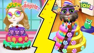 My Talking Tom 2 VS My Talking Angela 2 Birthday Cake Making Android Gameplay