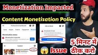 Facebook Monetization impacted Facebook monetization status impacted,content monetization violation