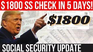 NEW $1800 SOCIAL SECURITY CHECK ARRIVING IN 5 DAYS! SSA SSI SSDI Payments | Social Security Update