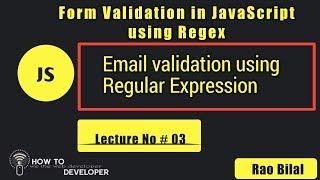 JavaScript Tutorials in Hindi Part# 03: Email validation using Regular Expression | Hindi/Urdu