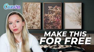 How to make a gallery wall mockup for FREE! Printable wall art mockup for digital products