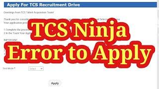 TCS Ninja error to apply | TCS nextstep some error occured please try again later portal not opening