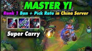 Master Yi Wild Rift Rank 1 Ban & Pick Rate in China Server is too Broken | Sovereign rank Gameplay