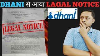 Legal notice from dhani | dhani loan settlement