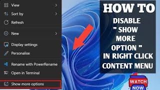 Remove "Show More Options" from Right Click Menu in Windows 11