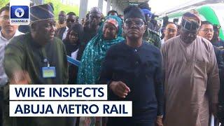FCT Minister Takes A Train Ride From Abuja Metro Station
