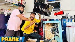 Prank  - Breaking Expensive TV And Cooler In Front Of Shopkeeper - आज तो सब पिट गये 
