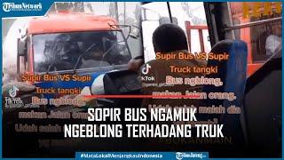 Sopir Bus Ngamuk Seusai Ngeblong Dihadang Truk Tangki