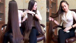 RealRapunzels - Alina's super silky hair play in her chair (preview)