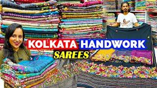 Pure Hand Work Saree Manufacturer & Wholesaler in Kolkata | French Knot, Kantha, Bullion, Parsi Work