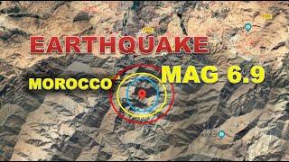 A Magnitude 6.9 earthquake today, occurs near Oukaïmedene, Morocco, at around 23:11 2023 Sept. 8