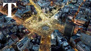 Thousands protest against the government in Serbia