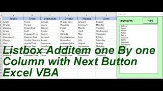 Listbox Additem One By One Column By Next button Excel VBA