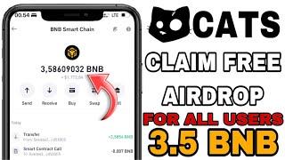 Claim Free Airdrop 3.5 BNB & 90,000 CATS on TrustWallet