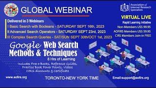 Google Web Search Methods & Techniques Webinar Introduction | AOFIRS