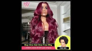 ny HAIR AliExpress 99J Burgundy Body Wave Wigs Human Hair Lace Frontal Wigs 13x4